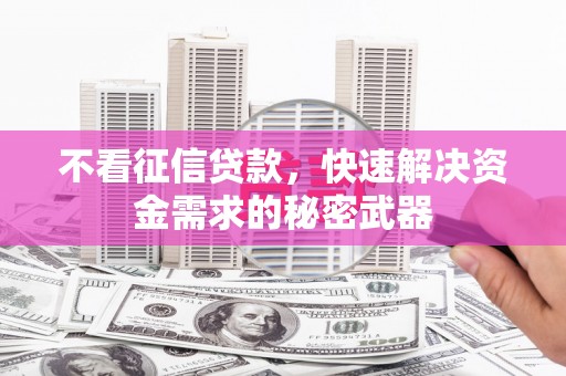 新昌不看征信贷款，快速解决资金需求的秘密武器