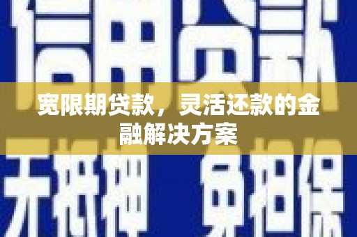 新昌宽限期贷款，灵活还款的金融解决方案