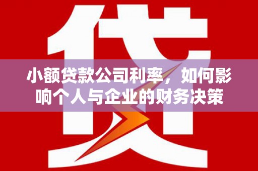 新昌小额贷款公司利率，如何影响个人与企业的财务决策