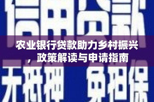 新昌农业银行贷款助力乡村振兴，政策解读与申请指南