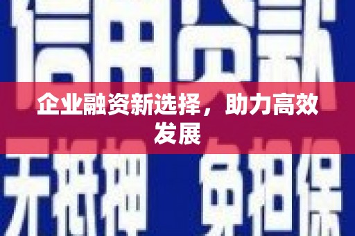 新昌企业融资新选择，助力高效发展